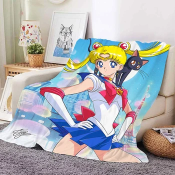 Декоративное одеяло для дивана S-Sailor Moons, постельное белье из микрофибры, Теплая кровать для кемпинга, Пушистые мягкие одеяла на зиму King Size