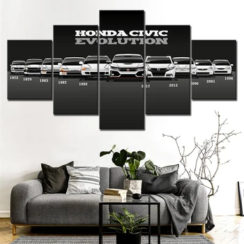 Холст без рамки 5шт Honda CIVIC Car Evolution Настенные художественные плакаты, картины, картины для домашнего декора, украшения гостиной