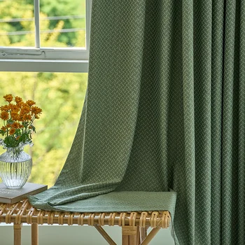 Американский ретро кантри в пасторальной гамме из жаккарда с зелеными листьями, полностью затемняющие шторы для гостиной, шторы для гостиной, столовой, спальни