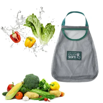 Сетчатая сумка для хранения фруктов и овощей на кухне, настенная сумка для хранения мелочей, портативный дышащий подвесной держатель