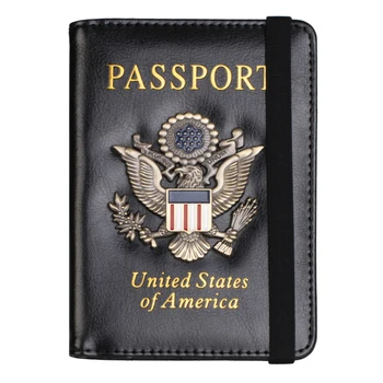 Женщины Мужчины, Винтажный держатель для паспорта, Цветочный принт, кошелек из искусственной кожи, Противоугонный, на эластичном шнуре, кошелек для монет, синий/ Черный /Винно-красный