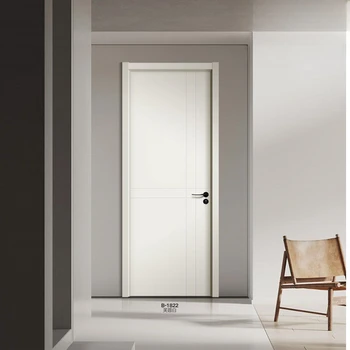 Дверь белой комнаты, минималистичная бытовая неокрашенная деревянная дверь, внутренняя дверь из массива дерева, композитная дверь в комплекте, звуконепроницаемая дверь спальни