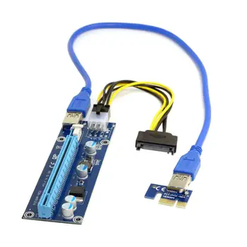 Адаптер-удлинитель Zihan PCI-E от 1x до 16x для майнинговой машины с кабелем питания USB 3.0 и 6Pin