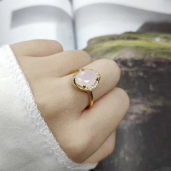 Кольца для женщин, Новый Уникальный неправильной формы Овальный Карамельный камень CZ, светло-золотой цвет, Свадебное кольцо на палец, подарок, модные украшения R880