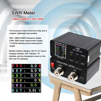 CQV-SWR120 Измеритель волны КСВ мощностью 120 Вт С функцией сигнализации Высокой Стоячей волны 240 X 240 Полноцветный дисплей FM-AM-SSB