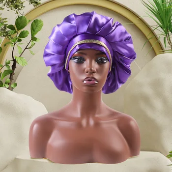 Шелковая спальная шапочка большого размера, ночная шапочка, головной убор, чепец, атласная шапочка Cheveux Nuit для ухода за вьющимися волосами, женская дизайнерская косметика