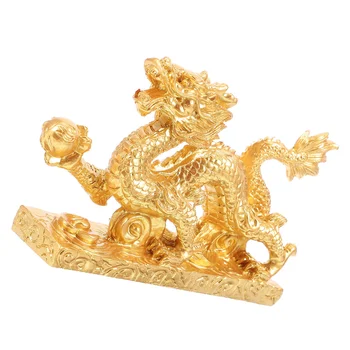 Винтажный орнамент в виде дракона Имитация рабочего стола Декор в виде Китайского Дракона Смола Дракон Золотого цвета Новогодние подарки