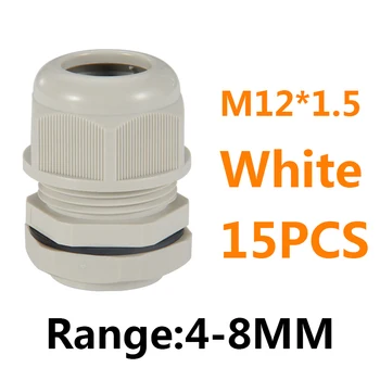 белый нейлоновый кабельный ввод IP68 серии M небольших размеров M12*1.5 4-8 мм кабельные вводы PA6 объединенной структуры высокого качества черного цвета