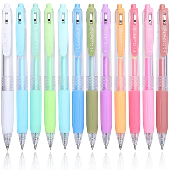 Гелевые ручки пастельного цвета, гладкие пишущие ручки Fine Point, 12 УПАКОВОК, Выдвижные чернила 0,5 мм, разные яркие краски для книжек-раскрасок