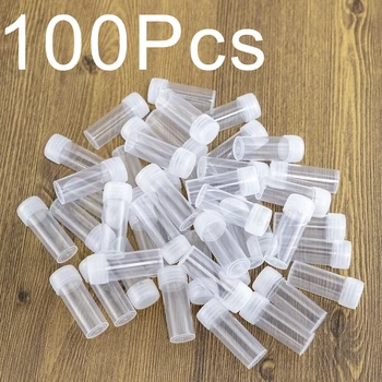 маленькие пластиковые пробирки объемом 5 мл, ПЭТ-колпачки, Прозрачные флаконы, Контейнеры для хранения лекарственных таблеток и капсул 100 шт.