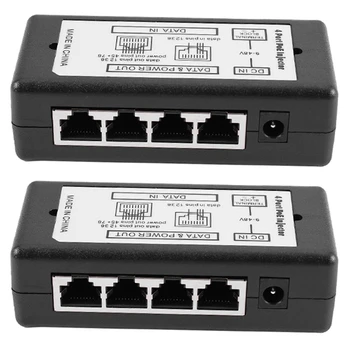 2X 4-Портовый Poe Инжектор Poe Адаптер питания Ethernet Вывод питания 4,5 (+)/7,8 (-) Вход Dc12v-Dc48v Для Ip-камеры
