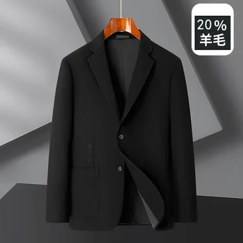 2023 XL-9XL Мужское модное деловое Повседневное Тонкое однотонное джентльменское флисовое пальто Плюс жаккардовый блейзер Craft с большим карманом