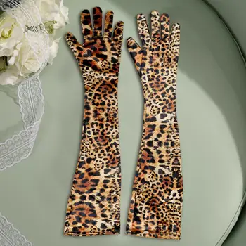 1 Пара стильных женских перчаток, элегантные вечерние перчатки с принтом, теплые перчатки до локтя, варежки для защиты рук