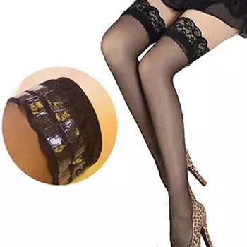 Женский сексуальный кружевной топ с силиконовым ремешком, противоскользящие чулки на бедрах для ночного клуба