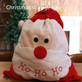 Рождественский подарочный пакет Санта-Клауса, Большой мешок для конфет, Золотой Бархатный рюкзак для конфет, сумка для украшения