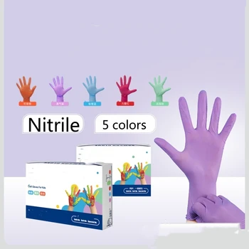 Одноразовые резиновые перчатки с нитриловой неаллергенной окраской, пищевые, для выхода в свет, в штучной упаковке, детские студенческие перчатки