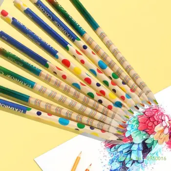 Цветные карандаши Радужные карандаши для студентов Наборы деревянных карандашей с толстым стержнем и точилкой для раскрашивания рисования эскизов