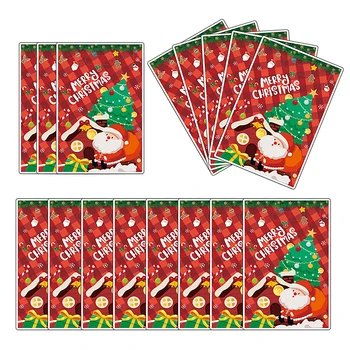 10шт Рождественский пакет для конфет и печенья Рождественский пакет из Лося Санта-Клауса Детские закуски Домашний Декор для новогодней вечеринки Орнамент