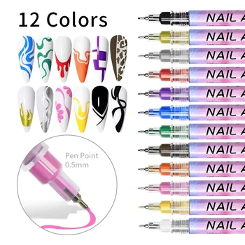 12-цветная Акриловая краска Набор ручек для маникюра 