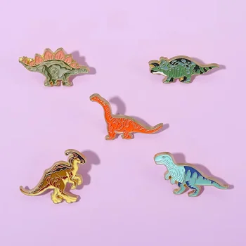Булавка с эмалью динозавра в 5 стилях, Изготовленная на Заказ с Мультяшным рисунком динозавра, Брошь Тираннозавр Рекс, Значок на лацкане, Животное на рюкзаке, Ювелирный подарок