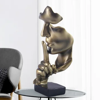 Европейская тишина-золотая фигура абстрактная статуя изделия из смолы украшения для гостиной украшения для рабочего стола в офисе