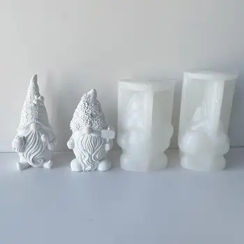 Рождественская Силиконовая форма 3D Gnome, Безликая форма из смолы Санта-Клауса, Формы для мыла, украшения торта, принадлежности для изготовления свечей