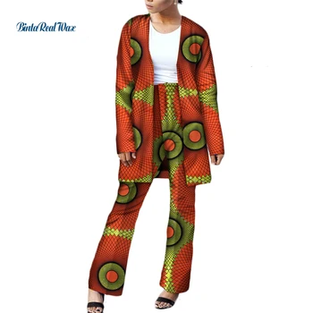 Африканский Топ и Брюки, Комплекты для Женщин, Комплекты из 2 предметов, Bazin Riche, Дашики, Африканская Одежда, Женские Длинные Рубашки и брюки с принтом, WY3593