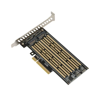 2X M.2 Riser Card M.2 NVME К PCIE X8 Двухдисковый Жесткий Диск SSD Адаптер Карта Расширения Для Материнской Платы Со Слотом PCIE X8 X16K