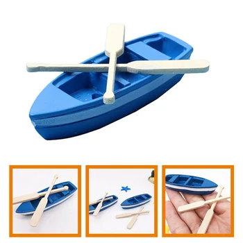 7 Комплектов прекрасной модели лодки Мини-лодка из смолы для создания сцены Лодка из смолы с веслами Украшение дома Лодка Пляжный стул Вид на море