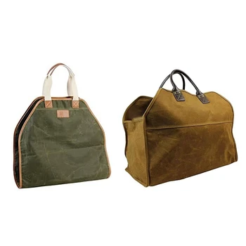 Холщовая сумка для переноски бревен, прочная деревянная сумка-тоут, аксессуары для камина, подставка для дров с ручками для кемпинга