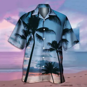 Мужские свободные рубашки для вечеринок Rider, гавайские рубашки для пляжного отдыха с коротким рукавом, уличные топы с 3D цветочным рисунком Coco, велосипедная майка