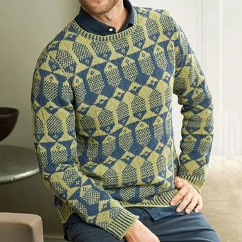 Пуловер, свитер, теплое пальто, Декоративный узор, эластичный облегающий геометрический узор, вязаный длинный рукав, Повседневный праздник