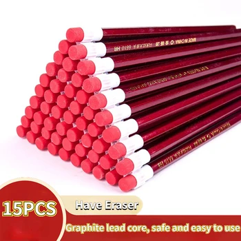 10-15 шт. /лот Деревянный карандаш HB 2B с карандашом-ластиком, канцелярские принадлежности для обучения письму, карандаши для рисования, школьные канцелярские принадлежности