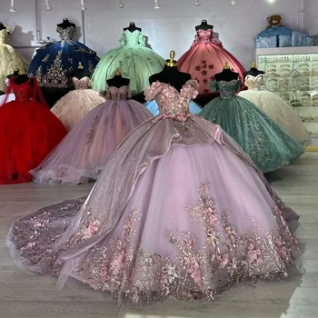 ANGELSBRIDEP, бальные платья принцессы лавандового цвета, пышные платья, милая кружевная аппликация из бисера, милое выпускное платье на 16 лет