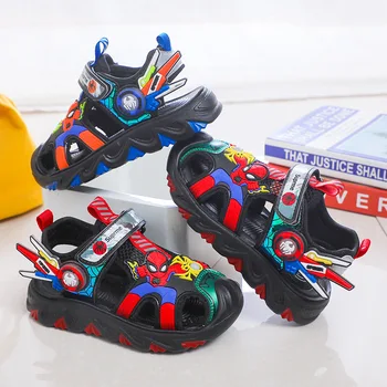 Детские спортивные сандалии для мальчиков с Человеком-пауком, Летняя обувь для детей, повседневные пляжные мягкие сандалии Disney Sandalias