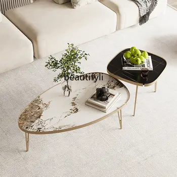 Итальянская каменная плита, журнальный столик, комбинация для маленькой квартиры, Гостиная, Домашний свет, Роскошный Современный стол простой формы