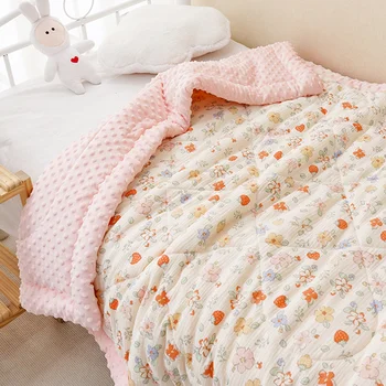 Детское Цветочное одеяло, Муслиновое Хлопчатобумажное Одеяло для новорожденных, Винтажное Пеленальное одеяло для мальчиков и девочек, Стеганое одеяло для сна, Твердое