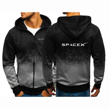 Логотип SpaceX Space X 2024, Мужская Новая Весенне-Осенняя Повседневная Одежда в стиле Харадзюку На молнии Градиентного цвета, Толстовки, Куртки, Пальто