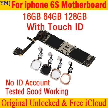 16 ГБ 64 ГБ 128 ГБ разблокированная замена для iPhone 6S Материнская плата Бесплатная iClould Logic Board Оригинал с / без Touch ID пластины