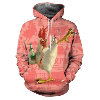 Толстовка с забавным Петухом для мужчин и женщин, модная уличная одежда Y2K с 3D принтом Курицы Кунг-фу, графическая толстовка с изображением Животного, толстовка