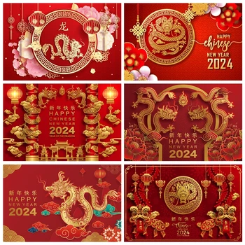 Красный Счастливый Китайский Новый год Фоны для фотосъемки Китайский Весенний фестиваль Воссоединение семьи Декор вечеринки Фото Фон Реквизит