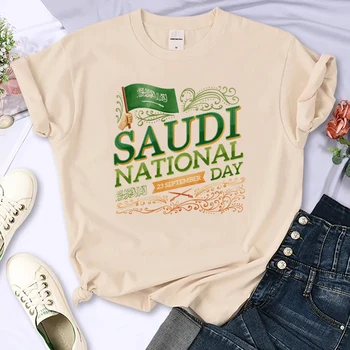Футболка с национальным днем Саудовской Аравии, женская летняя футболка, женская дизайнерская одежда с рисунком аниме