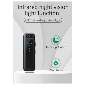 Камера ночного видения Mini DV с разрешением HD 1080P, невидимая спортивная камера для людей на открытом воздухе, небольшой регистратор для правоохранительных органов, прочный и простой в использовании