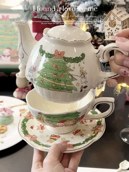 Рождественский Керамический Горшок, Кофейная чашка, Набор посуды, Подарочная чашка для воды для девочек, Китайский Керамический Набор для чая