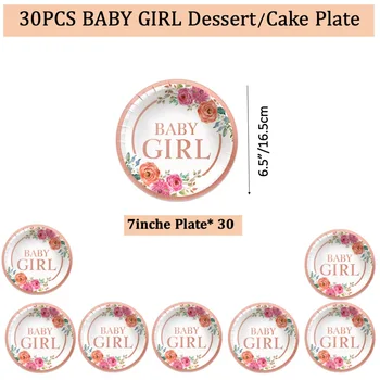 Одноразовые декоративные 7-дюймовые тарелки для новорожденных девочек на День рождения, детский душ, Юбилей, свадьбу, ужин в школе, колледже, мероприятия