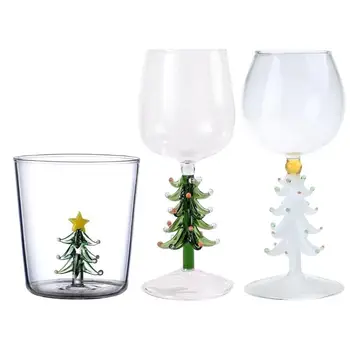 Бокалы для вина на ножке в виде рождественской елки, элегантные бокалы для вина, Винтажный декор, Праздничная атмосфера, подарки