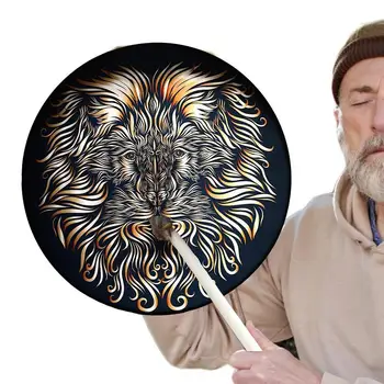 Шаманский барабан ручной работы с набором голеней, рамка с рисунком Льва, Звук барабана, музыкальный инструмент для медитации, йоги