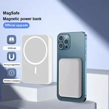 Магнитная беспроводная аккумуляторная батарея MagSafe большой емкости подходит для всех телефонов с беспроводной зарядкой i13, i14 и i15