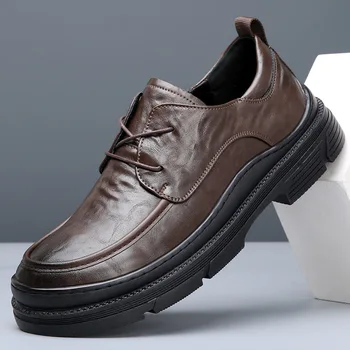 Мужская Повседневная обувь в деловом стиле из натуральной кожи На шнуровке Sapato Masculino Zapatos Hombre Chaussure Homme Heren Schoenen Shose For Man