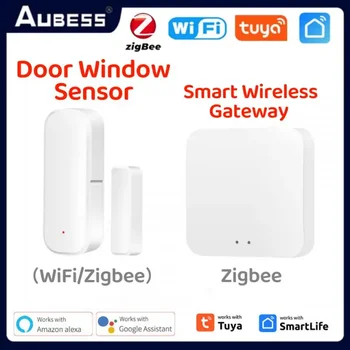 Wi-Fi / ZigBee 3.0 Датчик двери, окна, детектор домашней безопасности, Охранная сигнализация для Alexa Google Assistant, приложение Tuya Smart Life